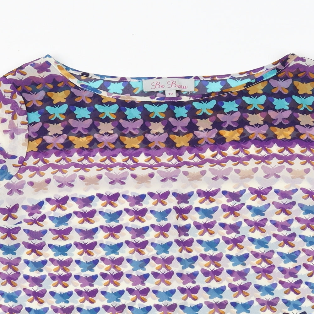 Womens UK Size 10 Be Beau Multicoloured Basic Blouse