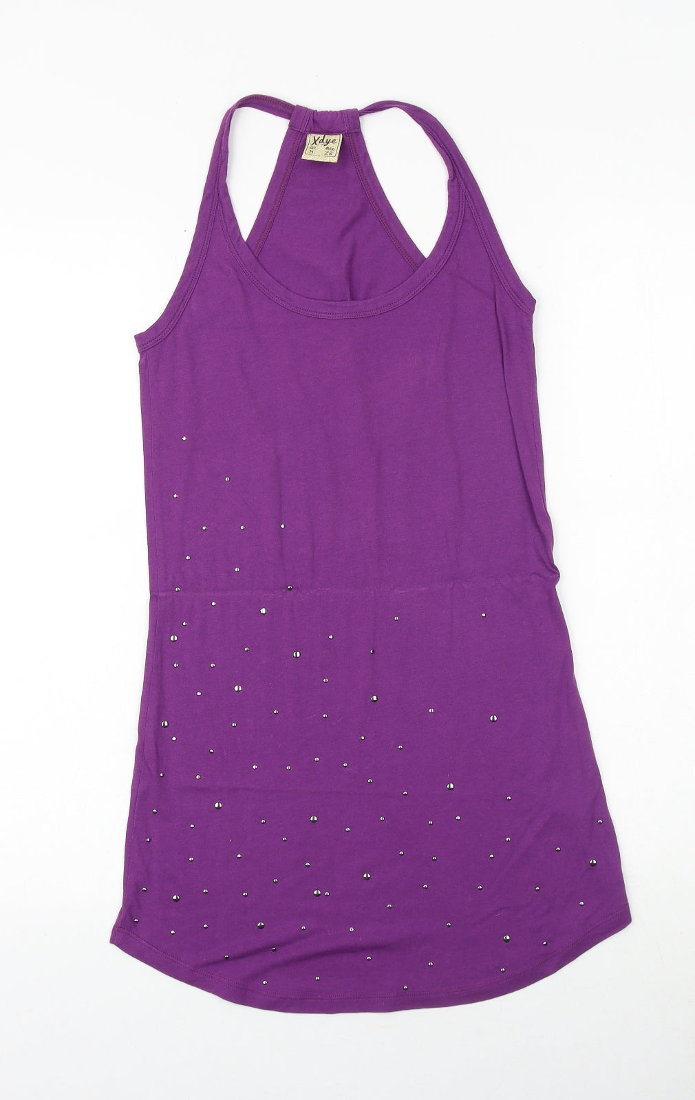 Xdye Womens Purple Polyester Basic Tank Size M Scoop Neck - Racerback