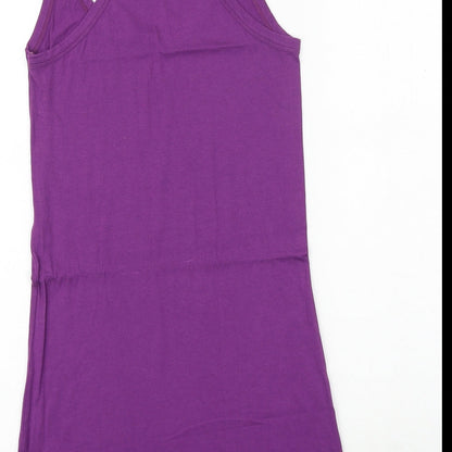 Xdye Womens Purple Polyester Basic Tank Size M Scoop Neck - Racerback