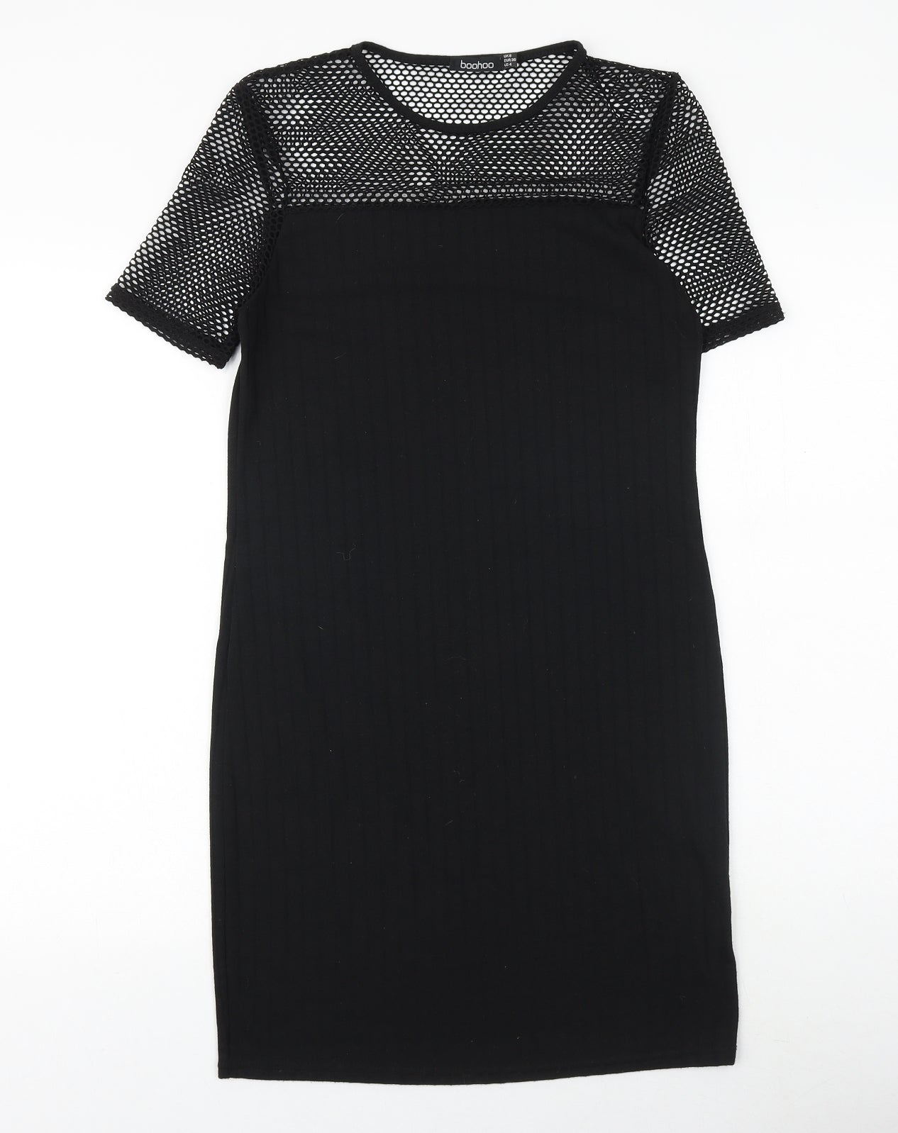 Boohoo Womens Black Polyester A-Line Size 8 Round Neck Pullover