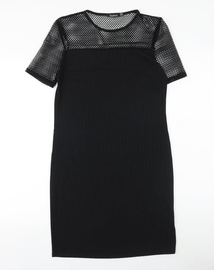 Boohoo Womens Black Polyester A-Line Size 8 Round Neck Pullover