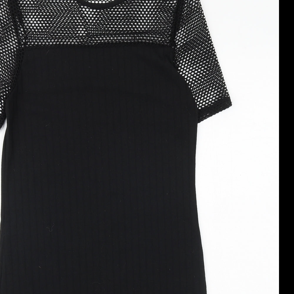 Boohoo Womens Black Polyester A-Line Size 8 Round Neck Pullover