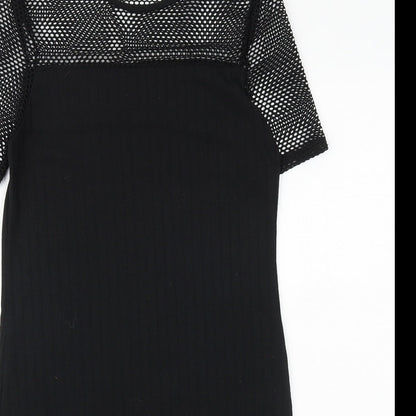 Boohoo Womens Black Polyester A-Line Size 8 Round Neck Pullover