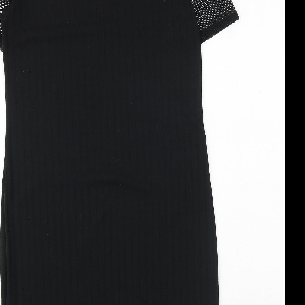 Boohoo Womens Black Polyester A-Line Size 8 Round Neck Pullover