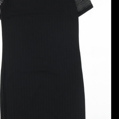 Boohoo Womens Black Polyester A-Line Size 8 Round Neck Pullover