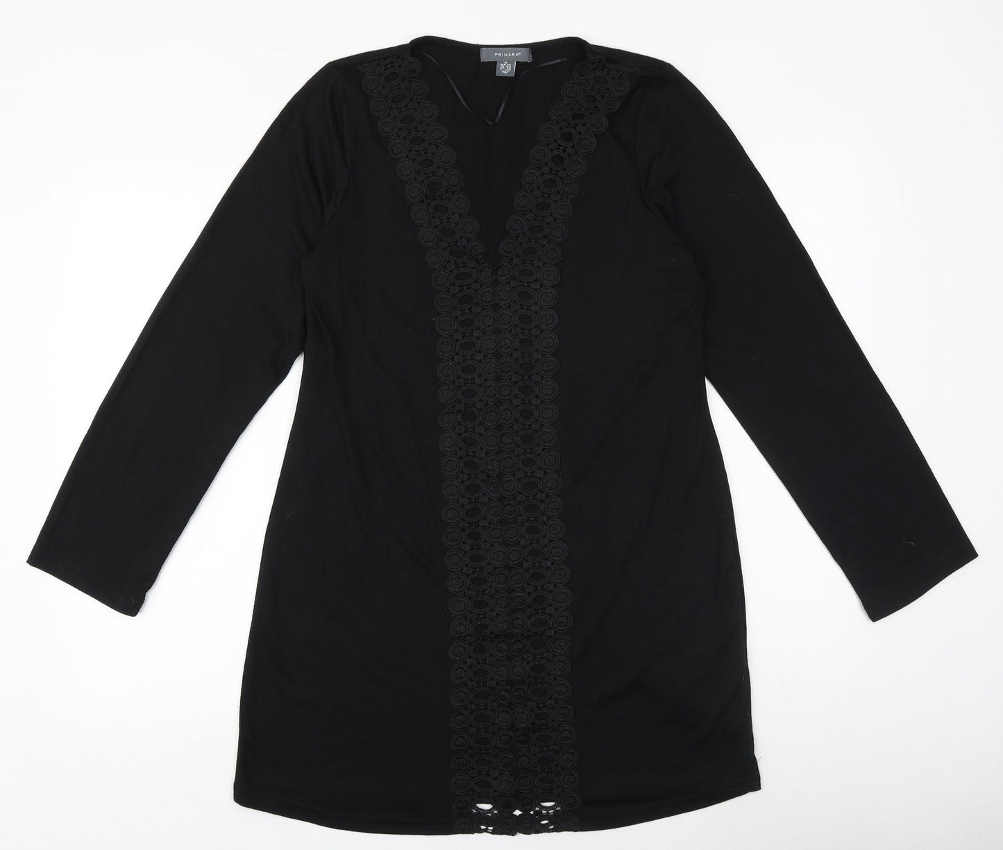 Primark Womens Black Viscose A-Line Size 12 V-Neck Pullover