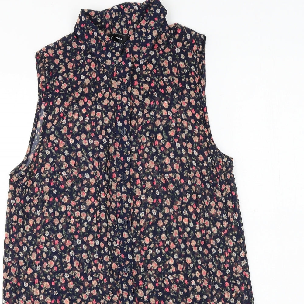 Womens UK Size 8 New Look Blue Tunic Button-Up