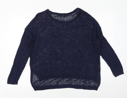 Womens UK Size M Papaya Blue Pullover Jumper