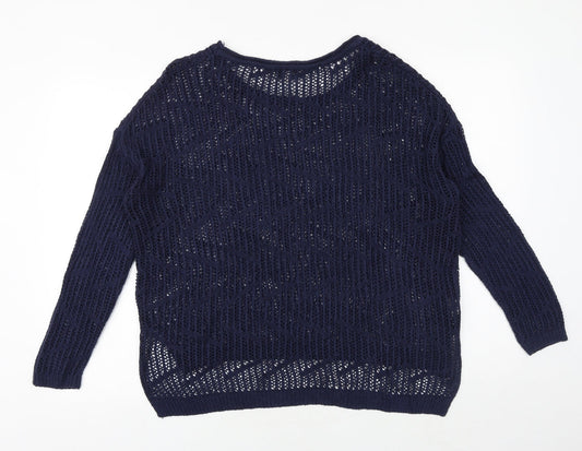 Womens UK Size M Papaya Blue Pullover Jumper