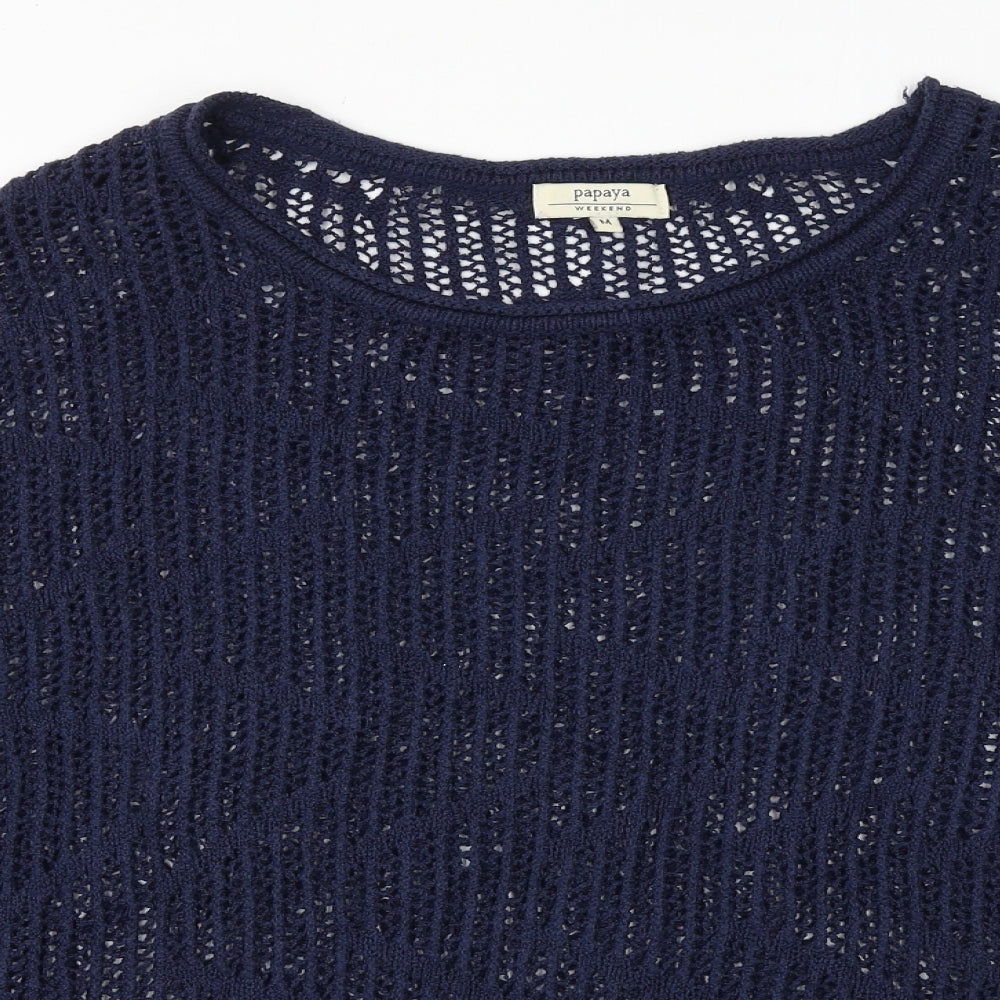 Womens UK Size M Papaya Blue Pullover Jumper
