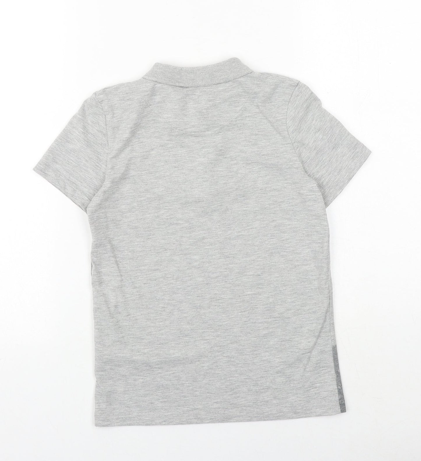 George Boys Grey Cotton Basic Polo Size 7-8 Years Collared Button - Palm Trees
