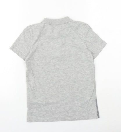 George Boys Grey Cotton Basic Polo Size 7-8 Years Collared Button - Palm Trees