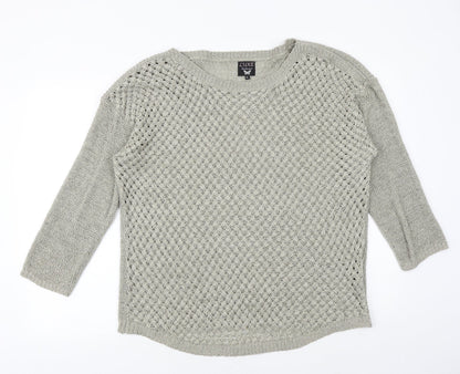Luxe Womens Grey Boat Neck Acrylic Pullover Jumper Size XL
