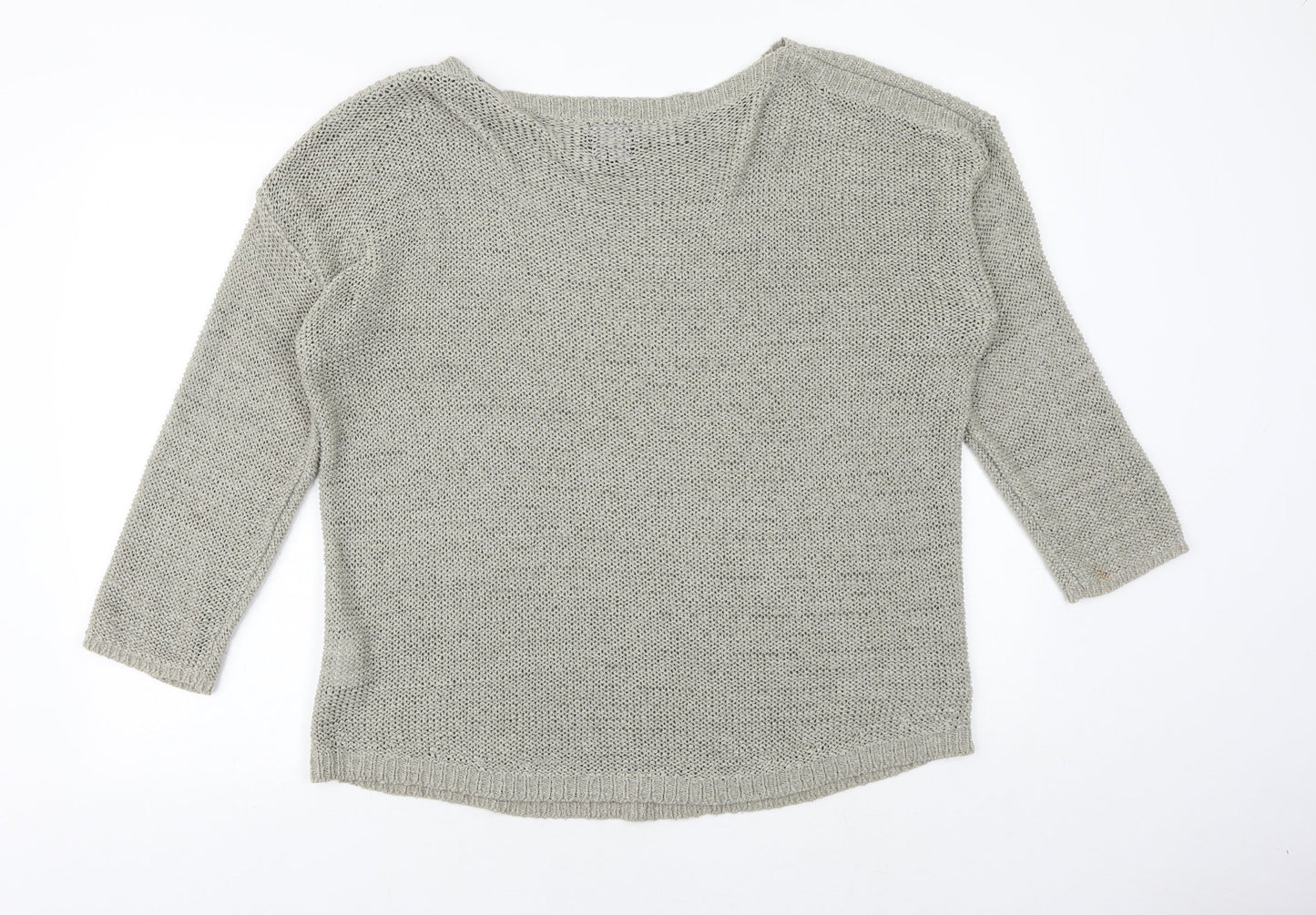 Luxe Womens Grey Boat Neck Acrylic Pullover Jumper Size XL