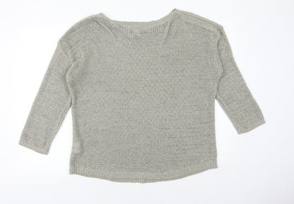 Luxe Womens Grey Boat Neck Acrylic Pullover Jumper Size XL