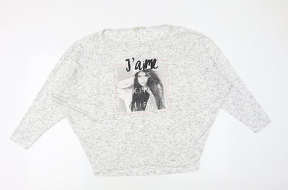 Womens UK Size 10 River Island Grey Basic T-Shirt