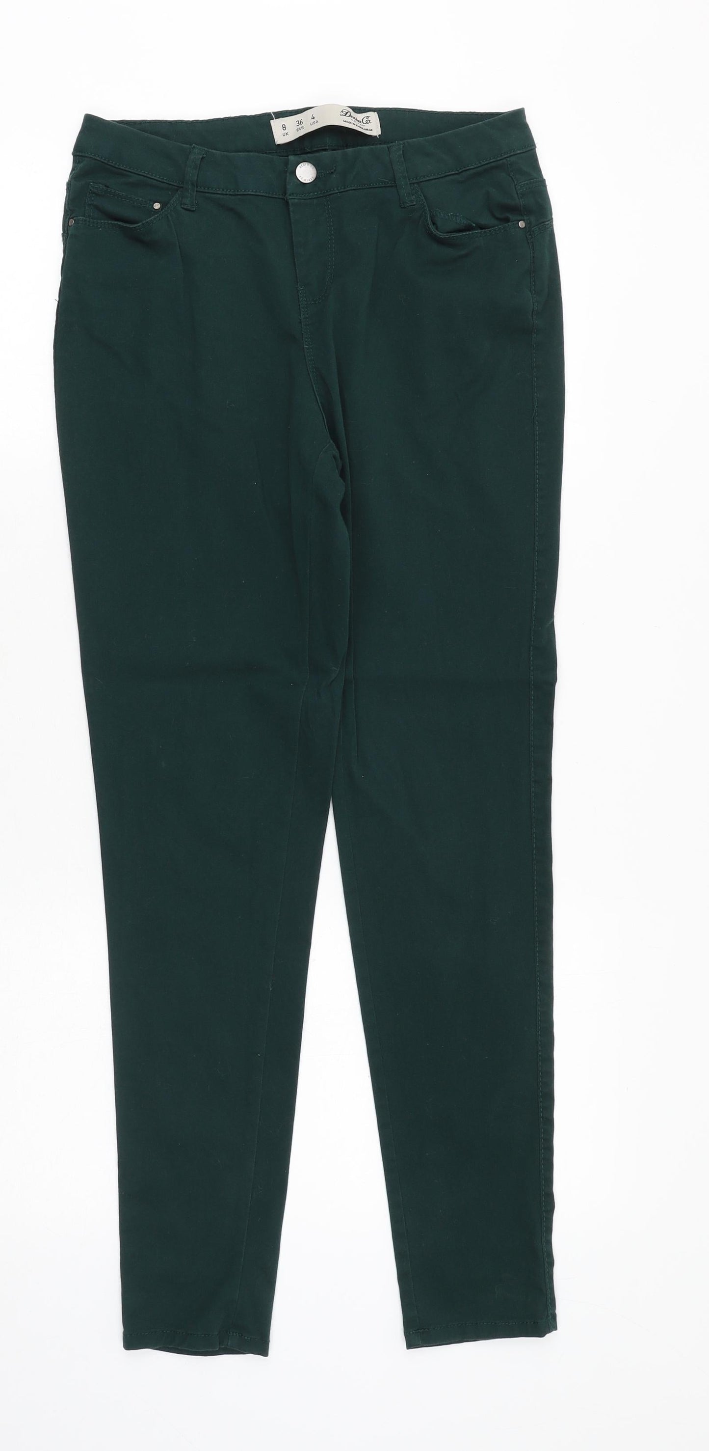 Denim & Co. Womens Green Cotton Skinny Jeans Size 8 Regular Zip