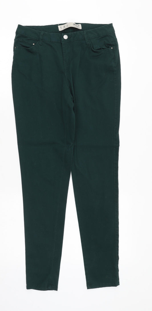 Denim & Co. Womens Green Cotton Skinny Jeans Size 8 Regular Zip