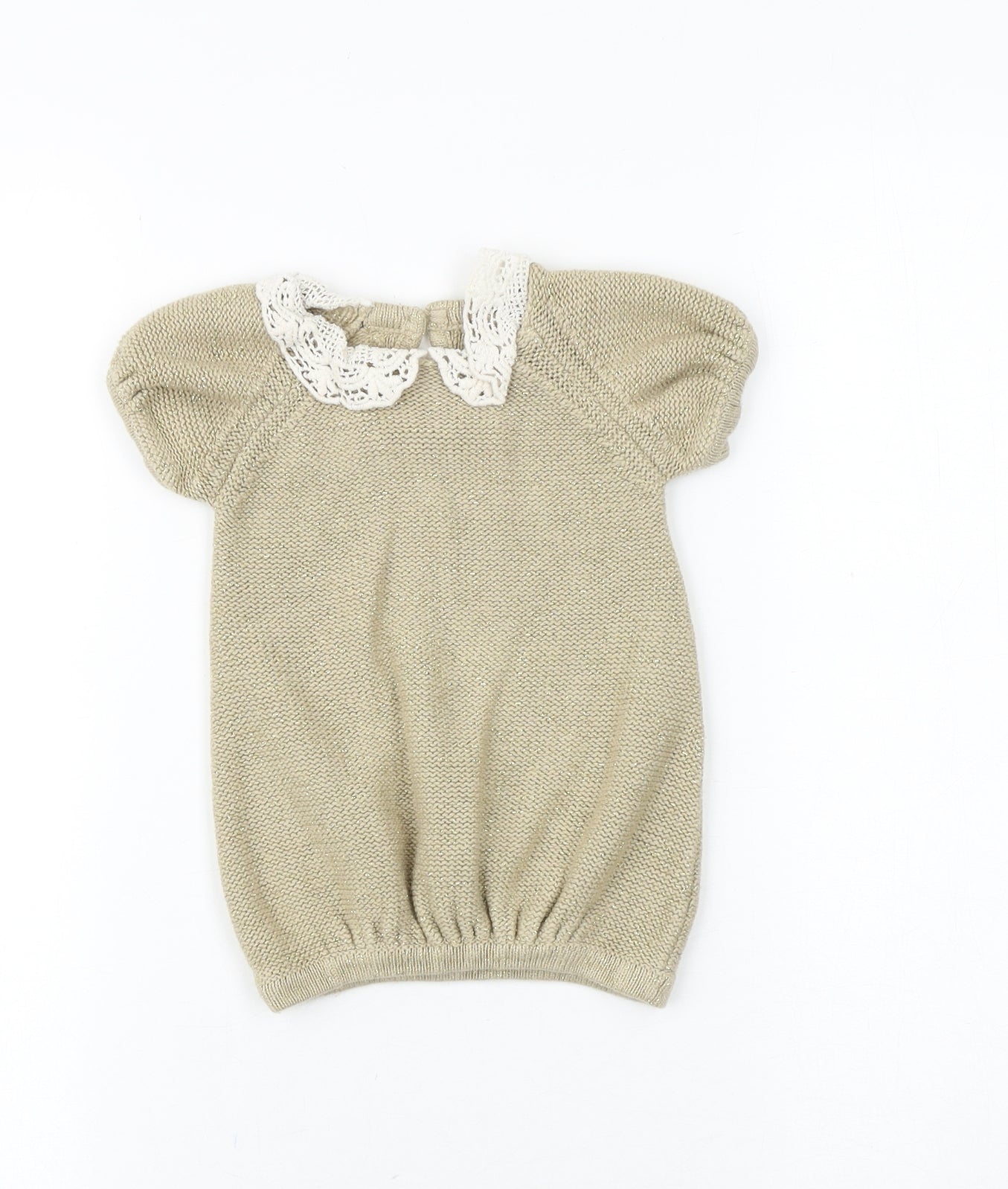 George Baby Beige Acrylic Jumper Dress Size 3-6 Months Collared Button