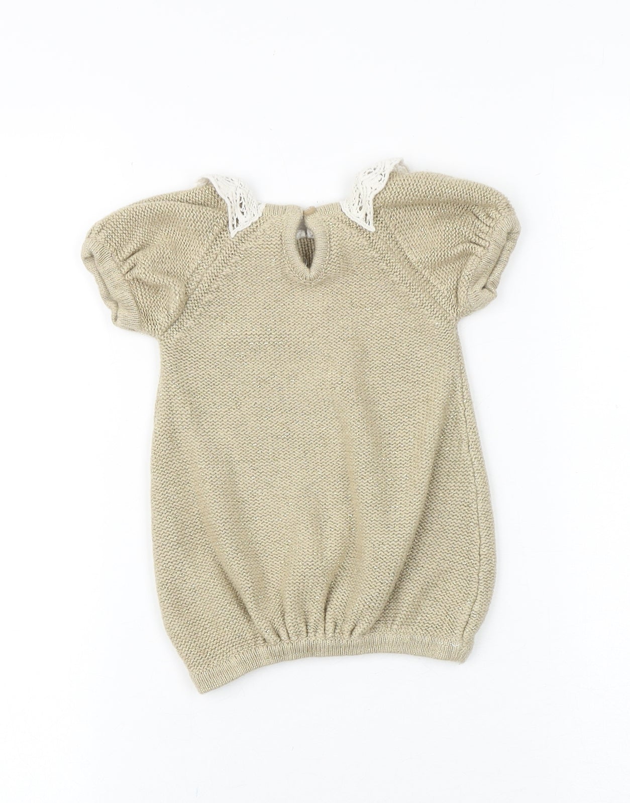 George Baby Beige Acrylic Jumper Dress Size 3-6 Months Collared Button
