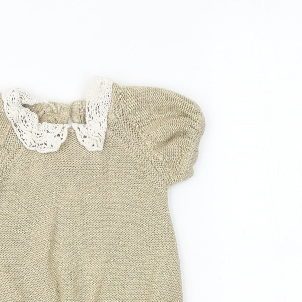 George Baby Beige Acrylic Jumper Dress Size 3-6 Months Collared Button