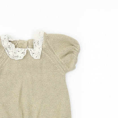George Baby Beige Acrylic Jumper Dress Size 3-6 Months Collared Button