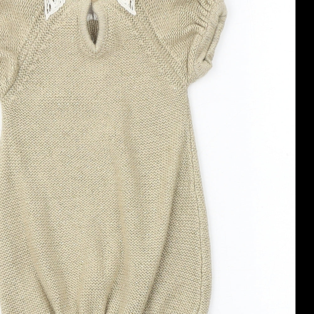 George Baby Beige Acrylic Jumper Dress Size 3-6 Months Collared Button