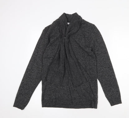 Pure & Natural Womens Grey V-Neck Acrylic Pullover Jumper Size S - Size S/M