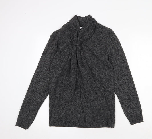 Pure & Natural Womens Grey V-Neck Acrylic Pullover Jumper Size S - Size S/M