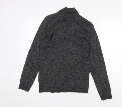 Pure & Natural Womens Grey V-Neck Acrylic Pullover Jumper Size S - Size S/M