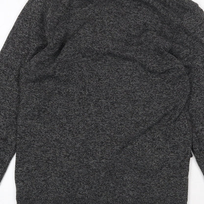 Pure & Natural Womens Grey V-Neck Acrylic Pullover Jumper Size S - Size S/M