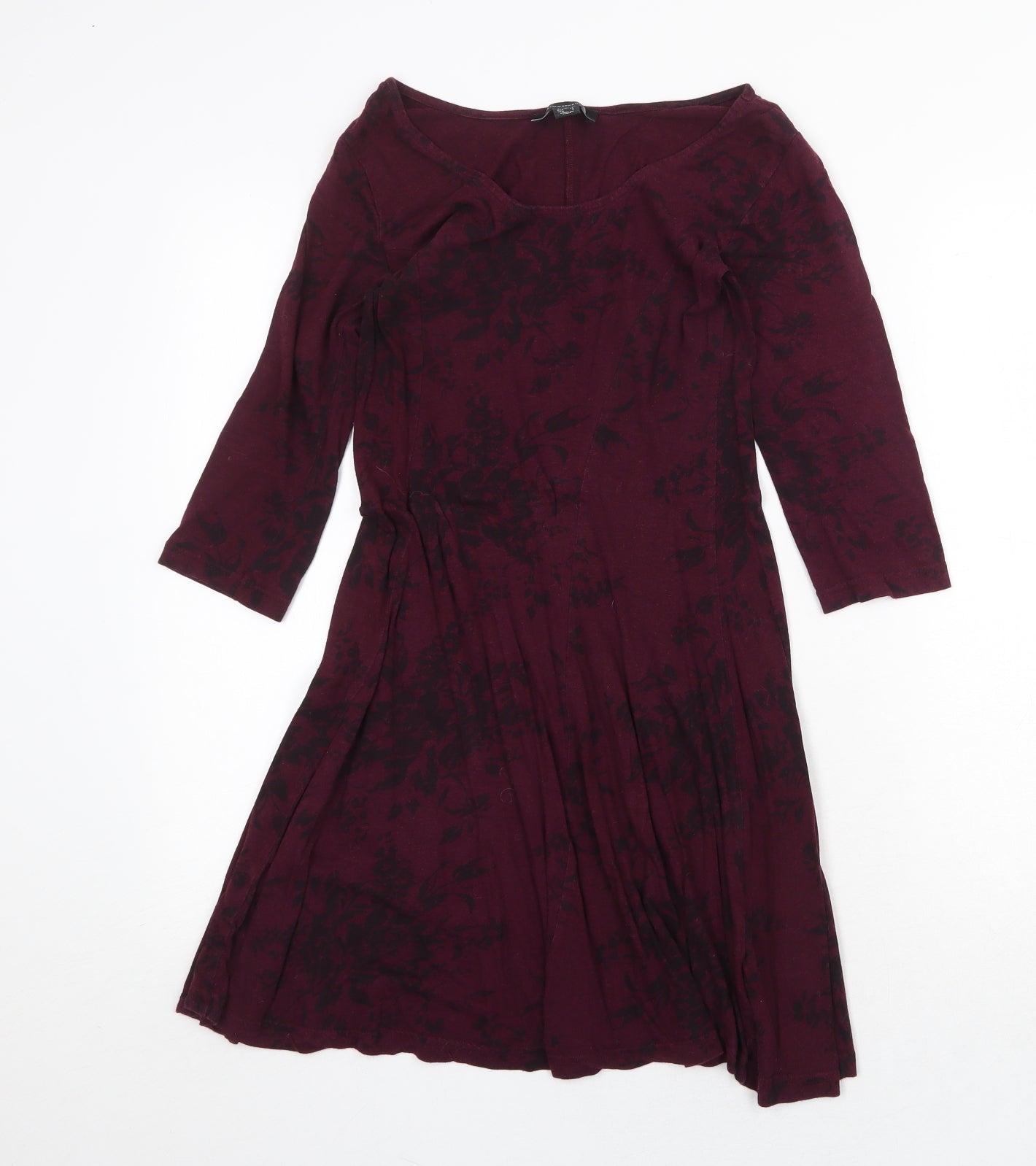 Atmosphere Womens Purple Floral Cotton A-Line Size 8 Boat Neck Pullover