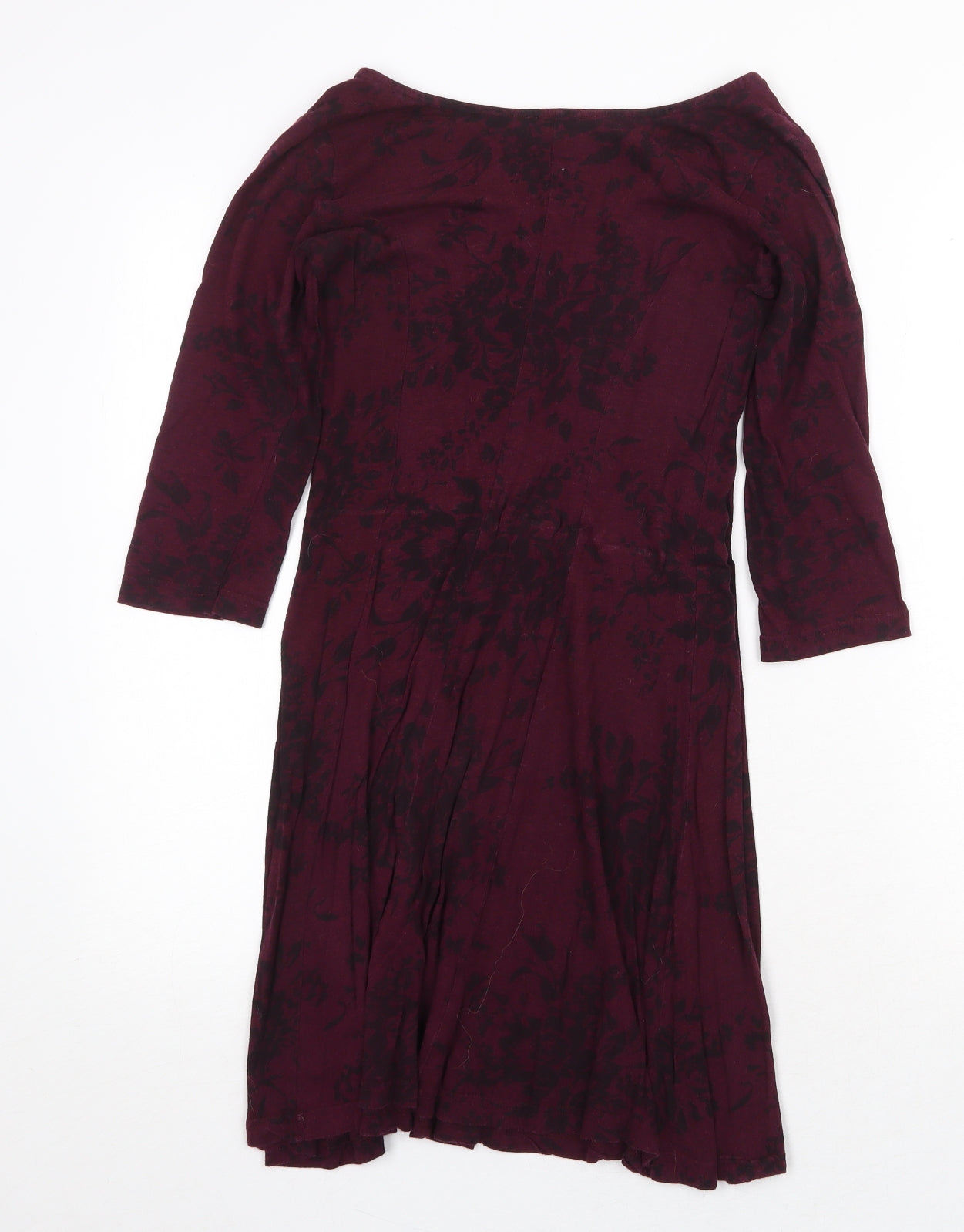 Atmosphere Womens Purple Floral Cotton A-Line Size 8 Boat Neck Pullover