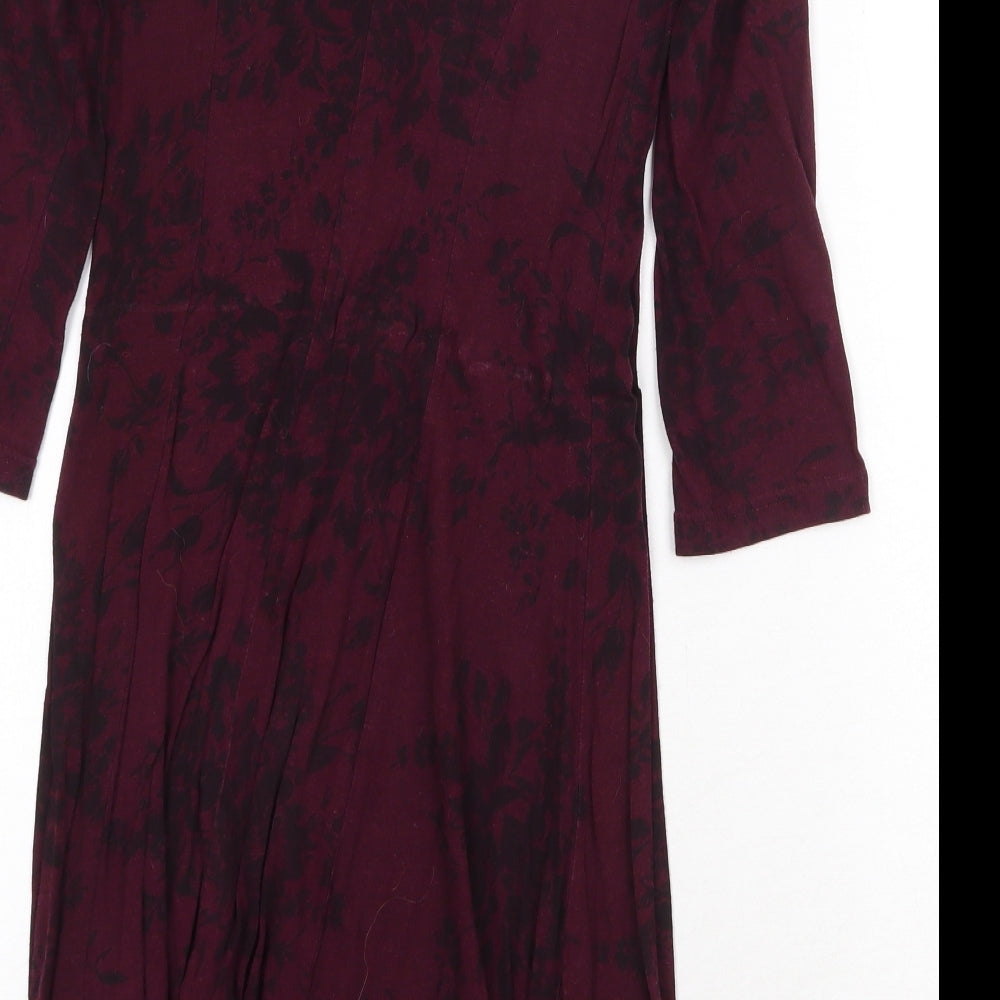 Atmosphere Womens Purple Floral Cotton A-Line Size 8 Boat Neck Pullover