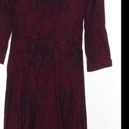 Atmosphere Womens Purple Floral Cotton A-Line Size 8 Boat Neck Pullover