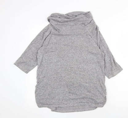 COIN 1804 Womens Grey Mock Neck Viscose Pullover Jumper Size L