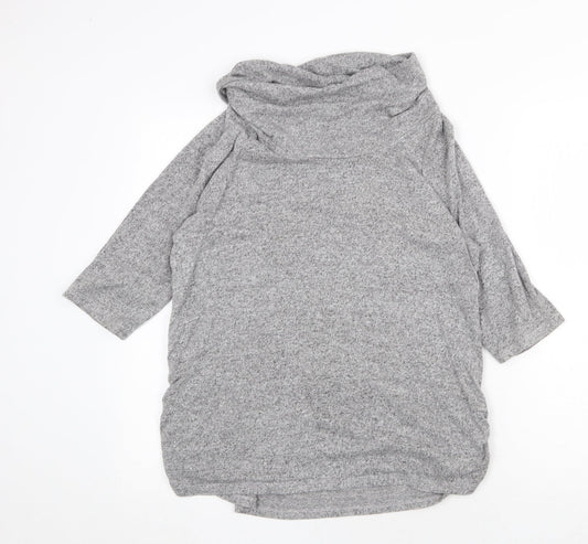COIN 1804 Womens Grey Mock Neck Viscose Pullover Jumper Size L