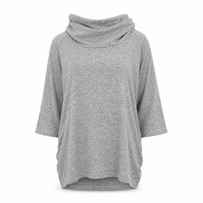 COIN 1804 Womens Grey Mock Neck Viscose Pullover Jumper Size L