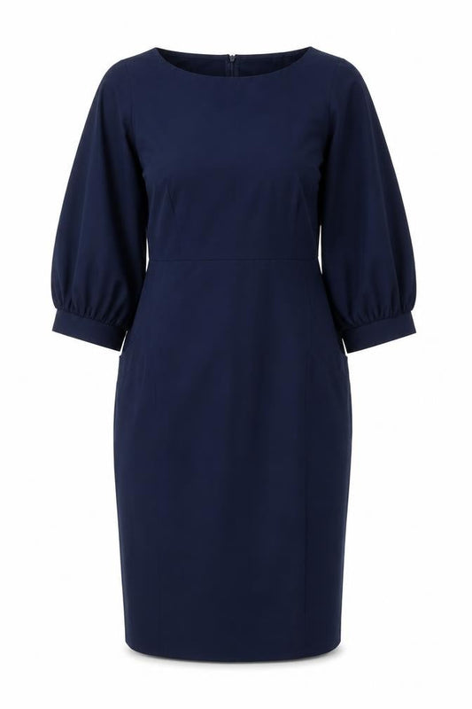 SheIn Womens Blue Polyester Sheath Size S Round Neck Zip