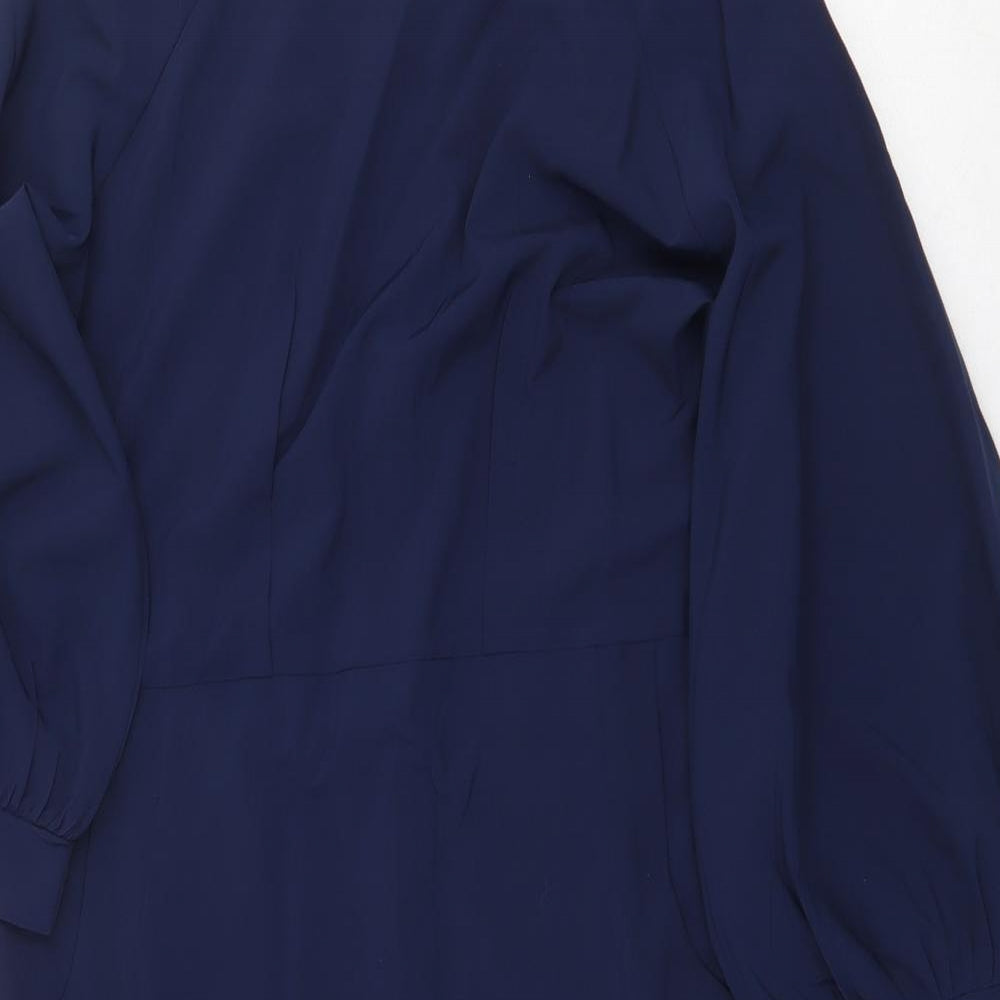 SheIn Womens Blue Polyester Sheath Size S Round Neck Zip