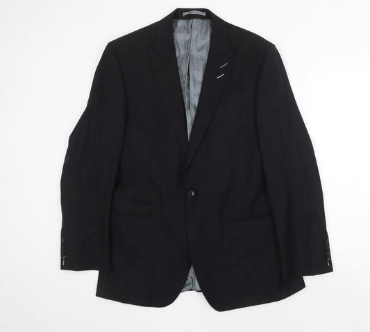 Mens UK Size 40 Red Herring Regular Black Suit Jacket