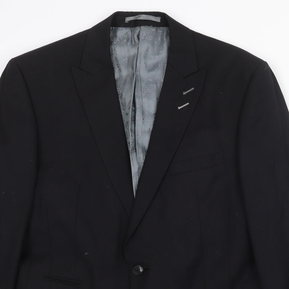 Mens UK Size 40 Red Herring Regular Black Suit Jacket