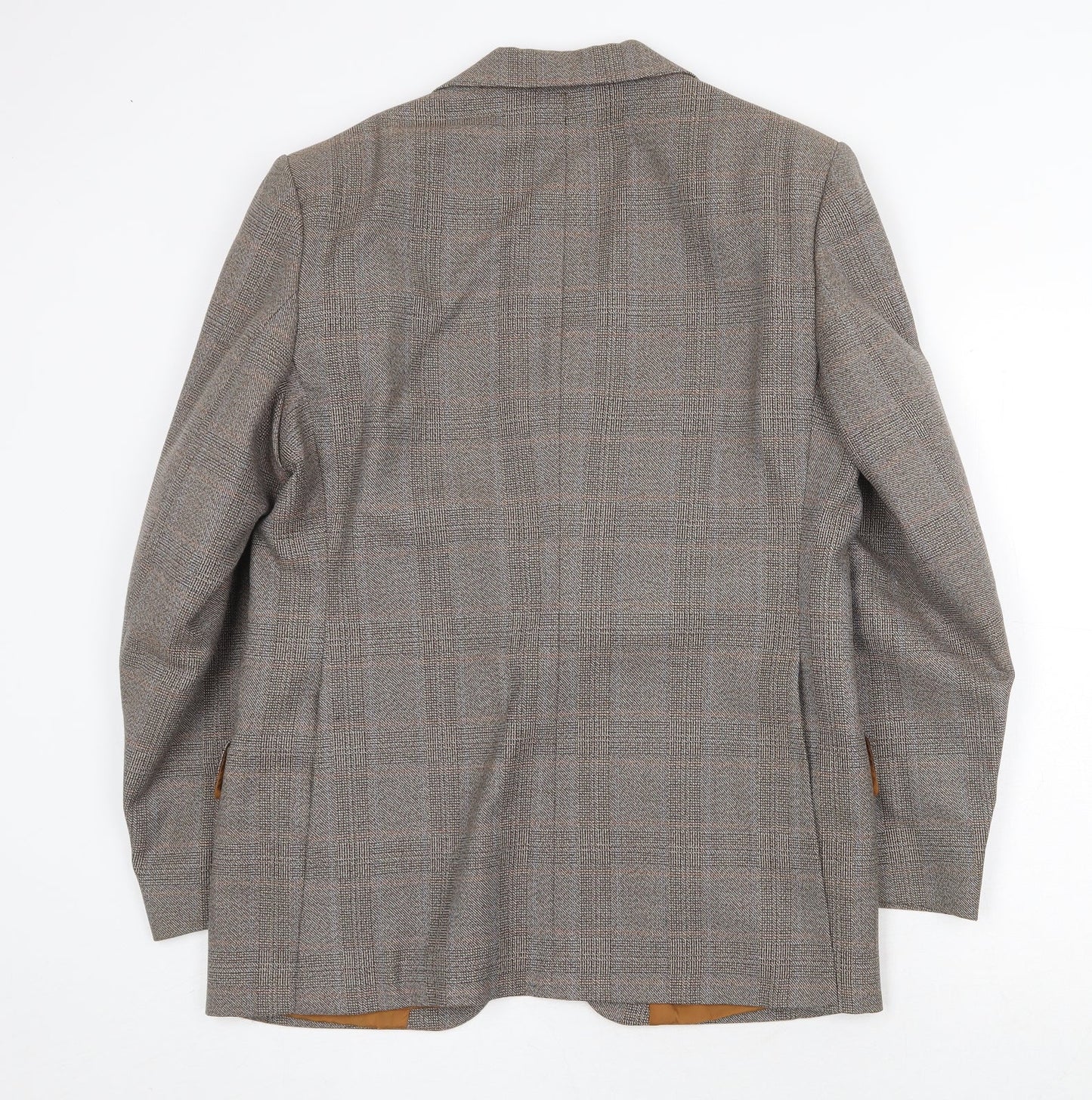Hornes London Mens Brown Plaid Polyester Jacket Suit Jacket Size 40 Regular