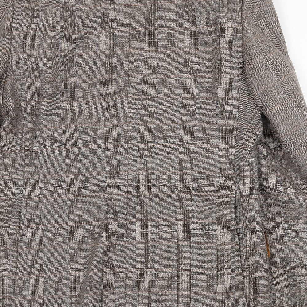 Hornes London Mens Brown Plaid Polyester Jacket Suit Jacket Size 40 Regular