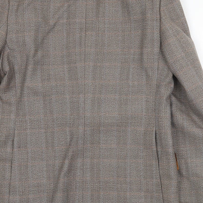 Hornes London Mens Brown Plaid Polyester Jacket Suit Jacket Size 40 Regular