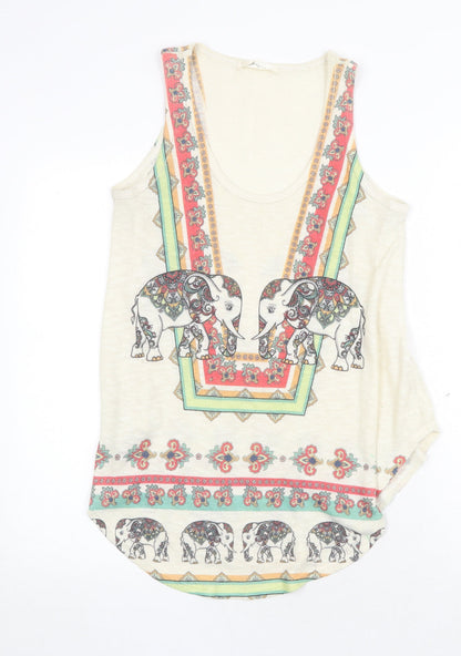 Womens UK Size M Logo Beige Basic Tank