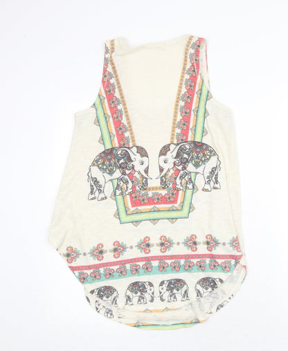 Womens UK Size M Logo Beige Basic Tank