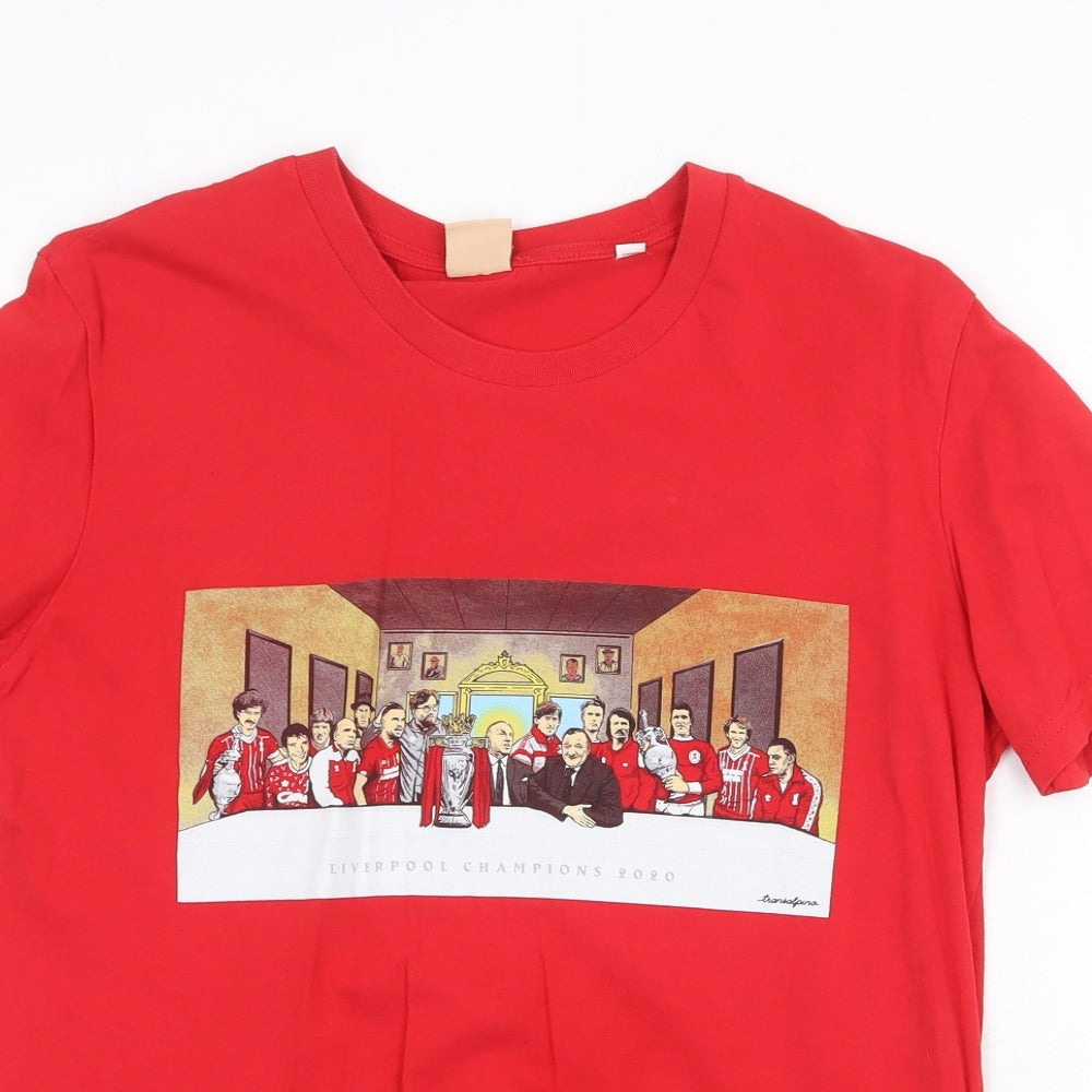Stanley / Stella Mens Red Cotton T-Shirt Size S Round Neck - Liverpool