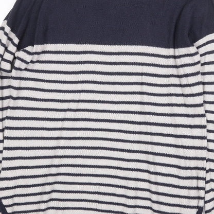 Linea Weekend Mens Blue Round Neck Polka Dot Nylon Pullover Jumper Size M Long Sleeve