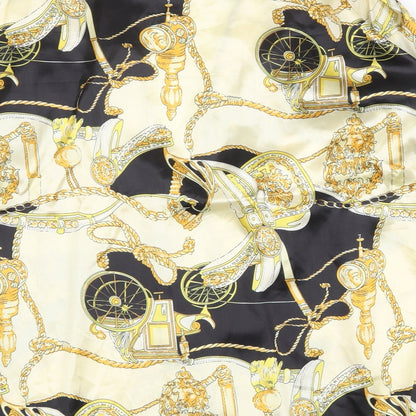 Boohoo Womens Gold Geometric Polyester Basic Blouse Size 12 V-Neck